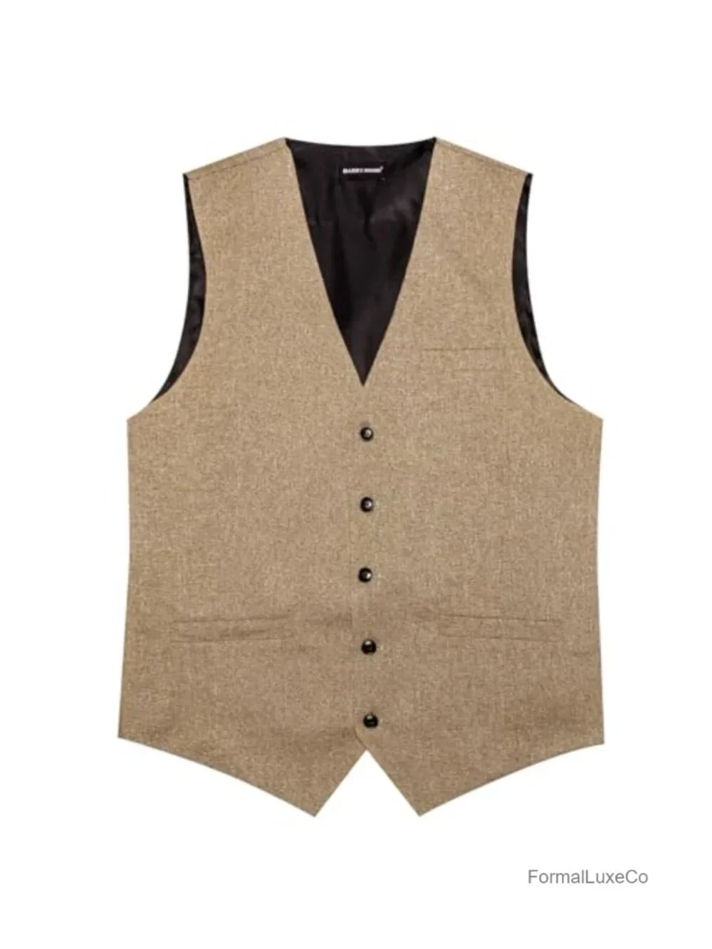 Men's Linen V-Neck Suit Vest & Tie Set with Handkerchief, Cufflinks, Tie Clip